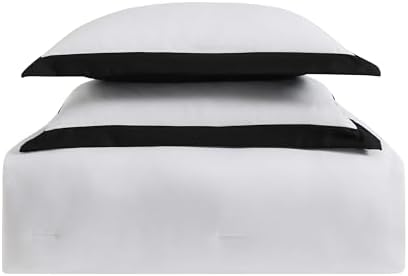 TRULY SOFT Hotel Themed Comforter Set White and Black 7-Piece