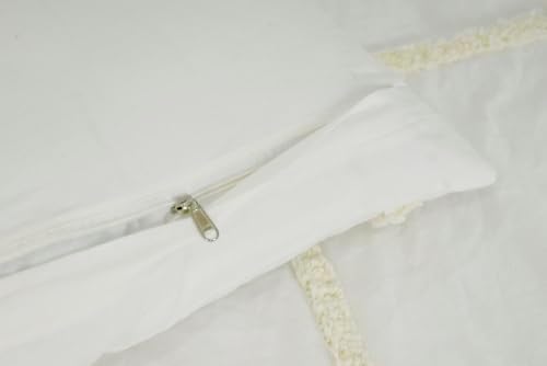 5 Piece Boho Tufted Duvet Cover Set - White Dot Pattern 1
