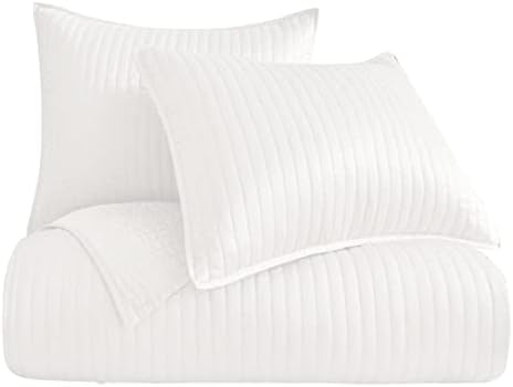 Indigo Hill Satin Quilt Set 3 Piece Super Queen White