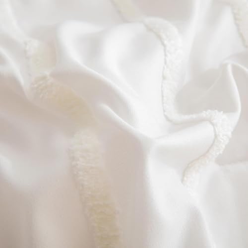 3Pcs Tufted Duvet Cover Set Ivory Twin XL