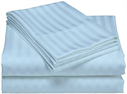 Lasin Bedding Luxury Soft Cotton Duvet Cover Set with Pillowcases Blue Stripe King