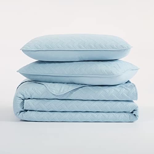 Serta ComfortSure Soft 3-Piece Quilt Bedding Set Light Blue