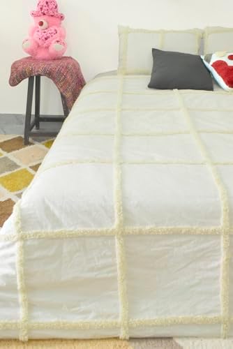 5 Piece Boho Tufted Duvet Cover Set - White Dot Pattern 1