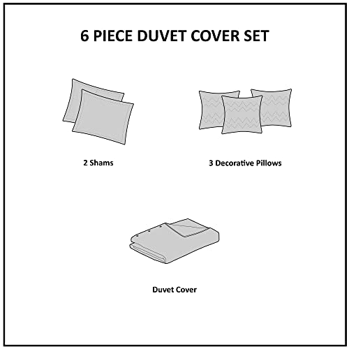 Madison Park Pebble Beach Duvet Set - AquaTealTaupe 6 Piece
