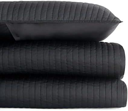 Indigo Hill Satin Quilt Set 3 Piece Super Queen Size Black