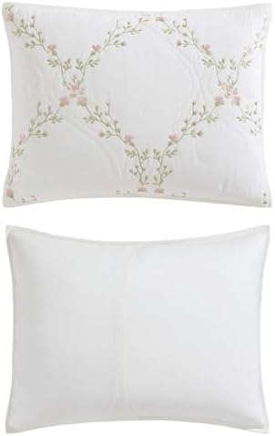 Laura Ashley Twin Quilt Set with Floral Embroidery