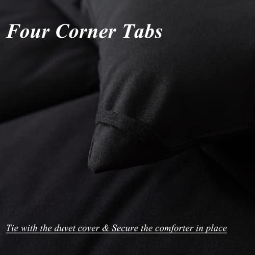 ELNIDO QUEEN Lightweight King Comforter Set - 3 Piece Black 200GSM