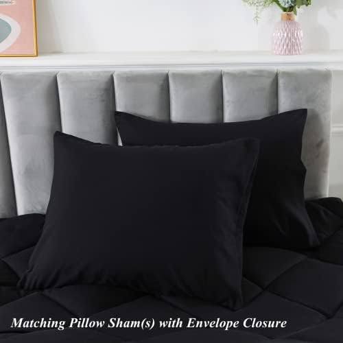 ELNIDO QUEEN Lightweight King Comforter Set - 3 Piece Black 200GSM
