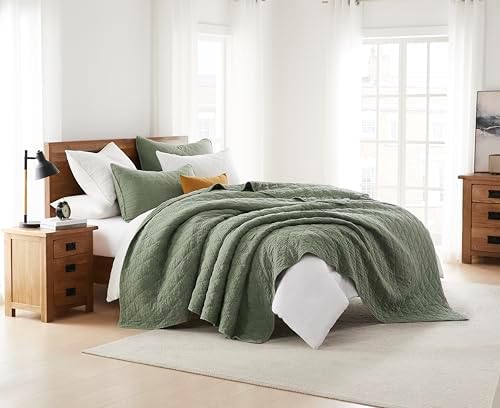 Palassio Olive Green Twin Quilt Set with 1 Sham 1