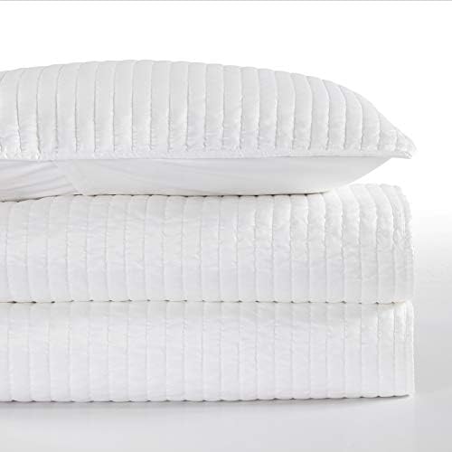 Indigo Hill Satin Quilt Set 3 Piece Super Queen White