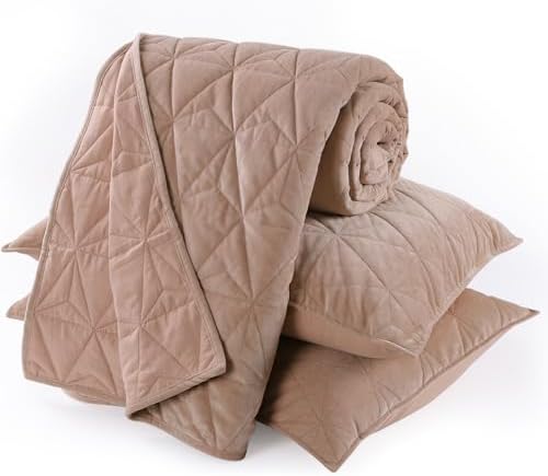 KASENTEX Velvet Quilt Set 102x106 Pink Brown