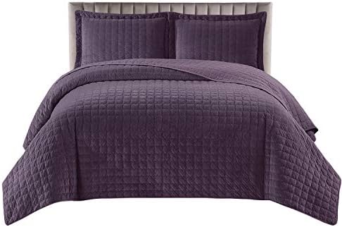 Royal Tradition Plush Velvet Purple Coverlets Set
