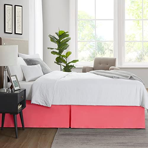 Nestl Coral Pink Cal King Bed Skirt 14 Inch Drop