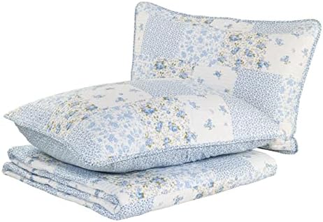 Laura Ashley Twin Quilt Set Cotton Reversible with Matching Sham