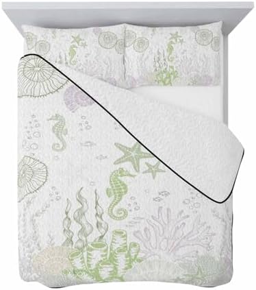 Coastal Sage Green Twin XL Quilt Set with 2 Pillow Shams