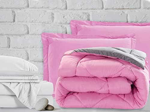 Elegant Comfort 7-Piece Twin XL Bed-in-a-Bag - PinkGray