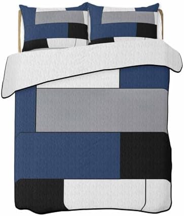 Twin XL Quilt Bedding Set - Navy Blue Grey