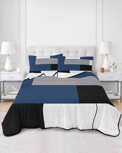 Twin XL Quilt Bedding Set - Navy Blue Grey