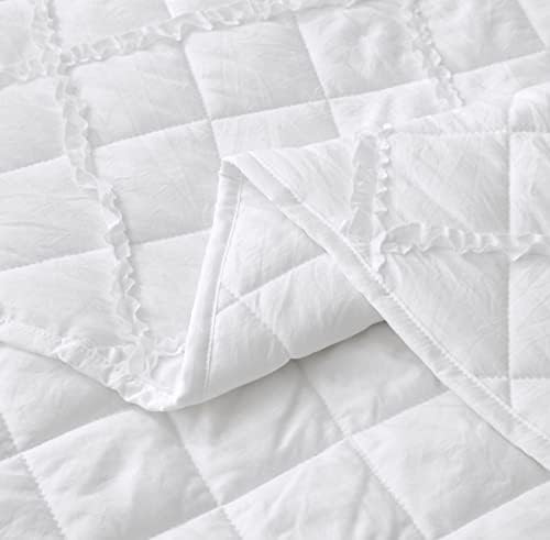Chezmoi Annabelle 2-Piece White Quilt Set - Twin Size