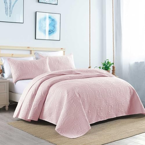 Boryard 3-Piece Quilt Set with Pillow Shams Pink