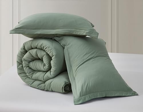 Chezmoi Logan Sage Green Comforter Set Twin XL