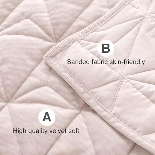 Luxury Velvet Oversized California King Quilt Set Rose Pink