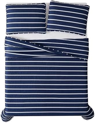 TRULY SOFT Navy Stripe Twin XL Quilt Set