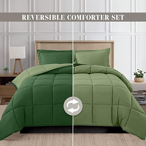 Elegant Comfort 3-Piece Reversible Comforter Set Twin XL Hunter GreenSage