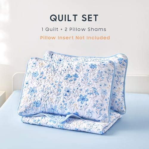 Wake In Cloud - Floral Quilt Set 3-Piece Twin Size