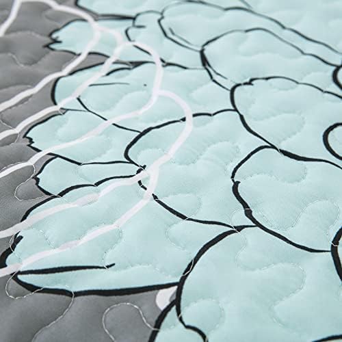 Anibedding Green Floral Twin Quilt Set with Pillowcases