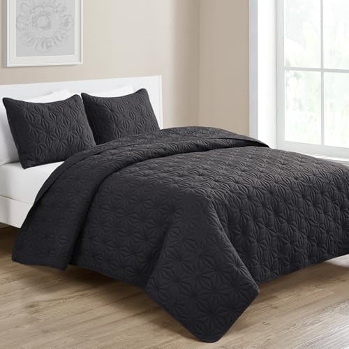 VCNY Home Kaleidoscope Pattern 3-Piece Quilt Set King Grey