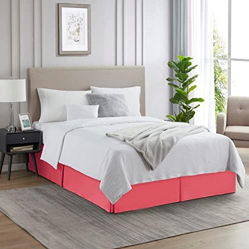 Nestl Coral Pink Cal King Bed Skirt 14 Inch Drop
