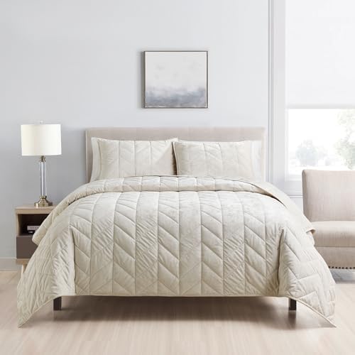 HUMESIIL Queen Quilt Bedding Set - Luxury Velvet Summer Quilt