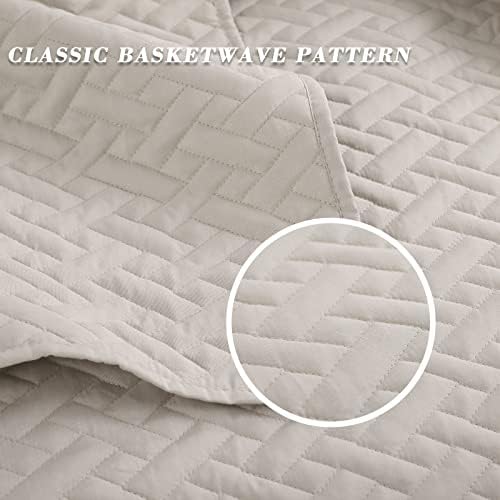 Exclusivo Mezcla Full Queen Quilt Bedspread Set with Basket Weave Pattern