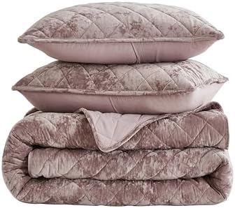Chezmoi Lux Dusty Pink Velvet Quilt King Set