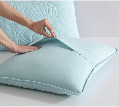 CARIBBEAN JOE Twin Outlined Shell Quilt Set in Aqua