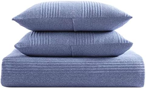 Brielle Home Atlas Jersey Knit Quilt Set - Medium Blue Twin 1