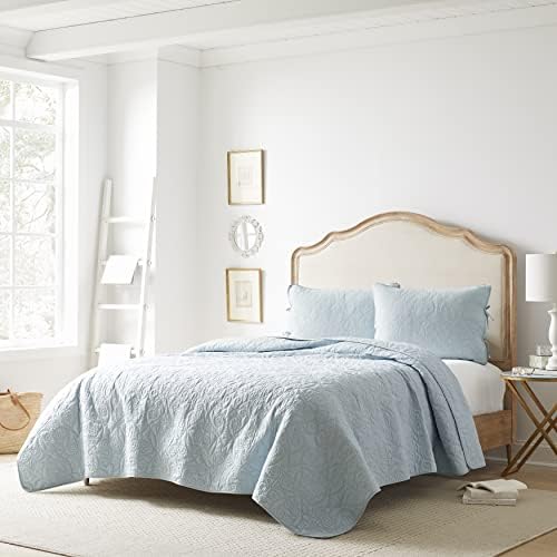 Laura Ashley Felicity Quilt Set - Twin Breeze Blue 100 Cotton