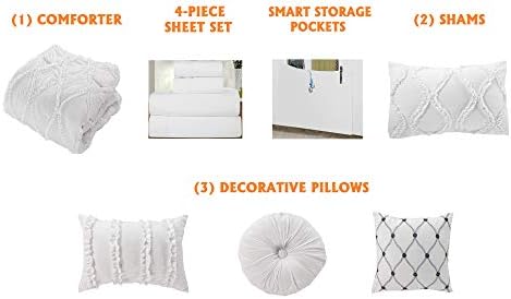 Elegant Comfort 10-Piece Infinity Ruffle Comforter Set KingCal King White