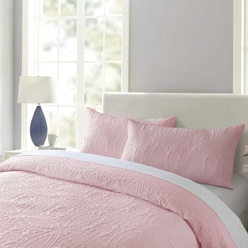 Boryard 3-Piece Quilt Set with Pillow Shams Pink