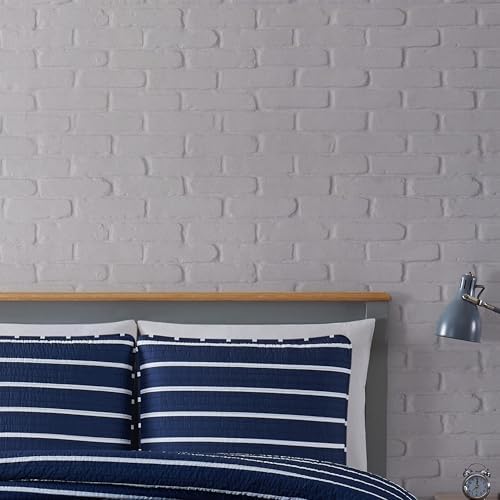 TRULY SOFT Navy Stripe Twin XL Quilt Set
