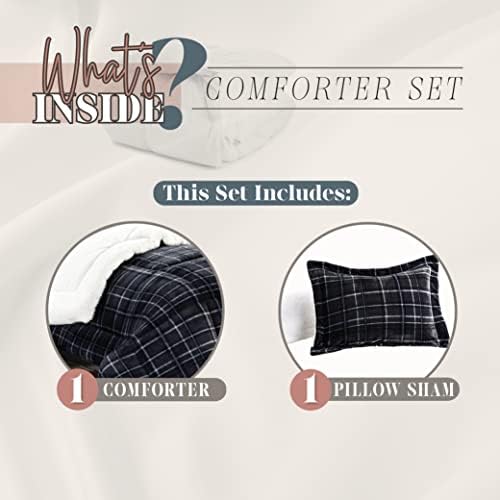 Elegant Comfort Lilith Plaid Comforter Set - Twin XL Charcoal Black
