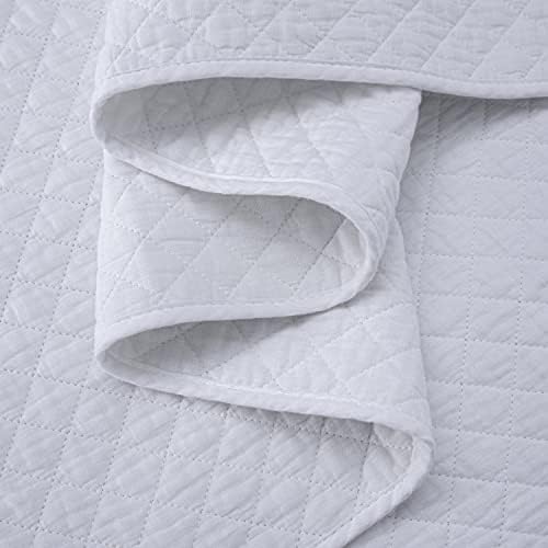 Chezmoi Avon 2-Piece Diamond Stitch Quilt Set Twin White 1