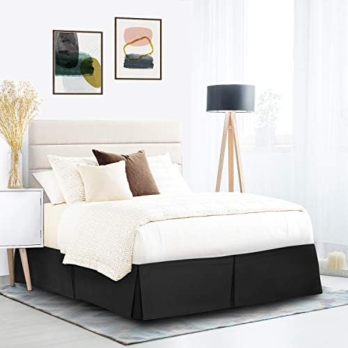 1000 TC Box Pleated Bed Skirt Twin XL Black 14 Inch Drop