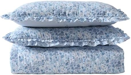 Laura Ashley Twin Quilt Set with Ruffle Embellishment