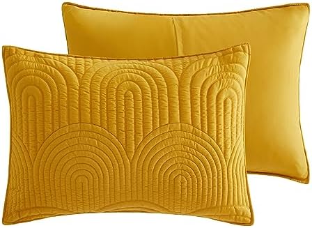 Safonory Mustard Yellow Quilt Set Twin Size