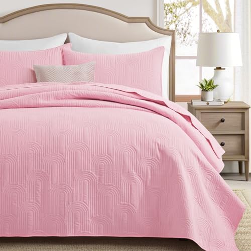 Lavsiry Quilt Queen Size with Pillow Shams - Pink 90x96