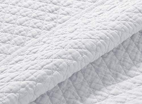 Chezmoi Avon 2-Piece Diamond Stitch Quilt Set Twin White 1
