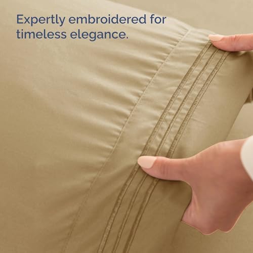 CGK Unlimited Wrap Around Dust Ruffle Bed Skirt 2 Pillowcases Set - Beige