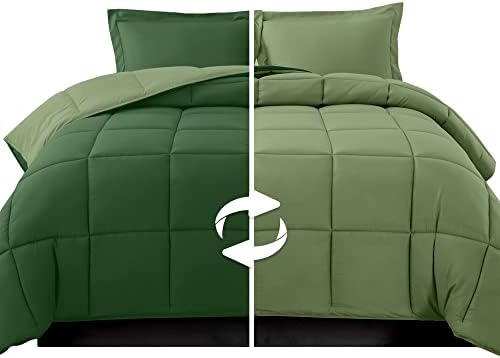 Elegant Comfort 3-Piece Reversible Comforter Set Twin XL Hunter GreenSage